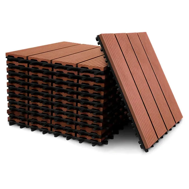 YOEVU - Set de 11 Baldosas de Exterior de Madera Composite WPC, 1m² - Baldosas de Terraza, Patio y Jardín, Antideslizantes, Resistentes al Agua, Marrón Rojizo