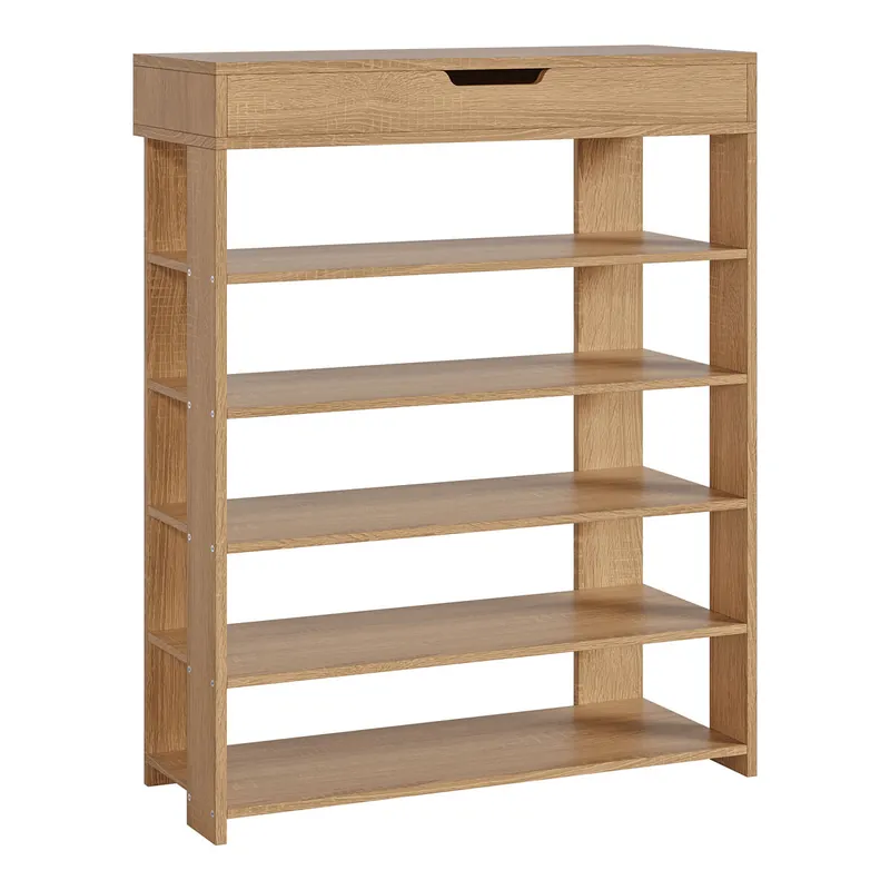 Zapatero Boppeelo 5 niveles + cajón 94x75x30cm Negro [en.casa] - Muebles