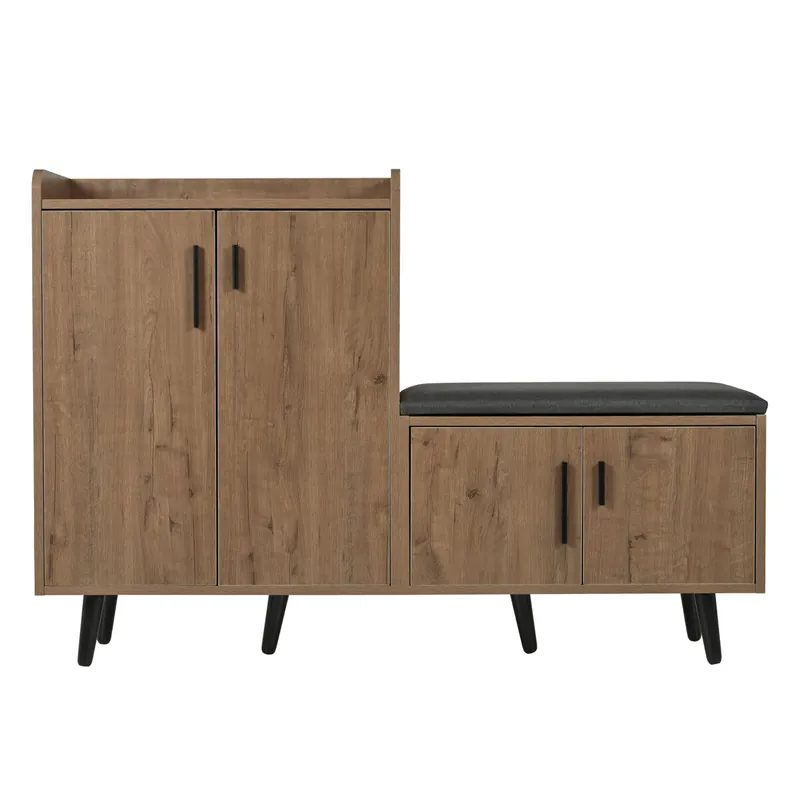 Zapatero de panel de partículas con 4 puertas,natural - Muebles