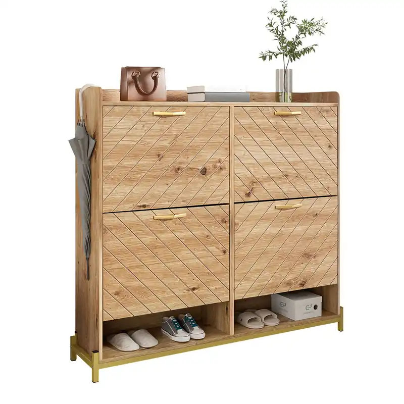 Zapatero de mdf con 4 trampones,natural - Muebles