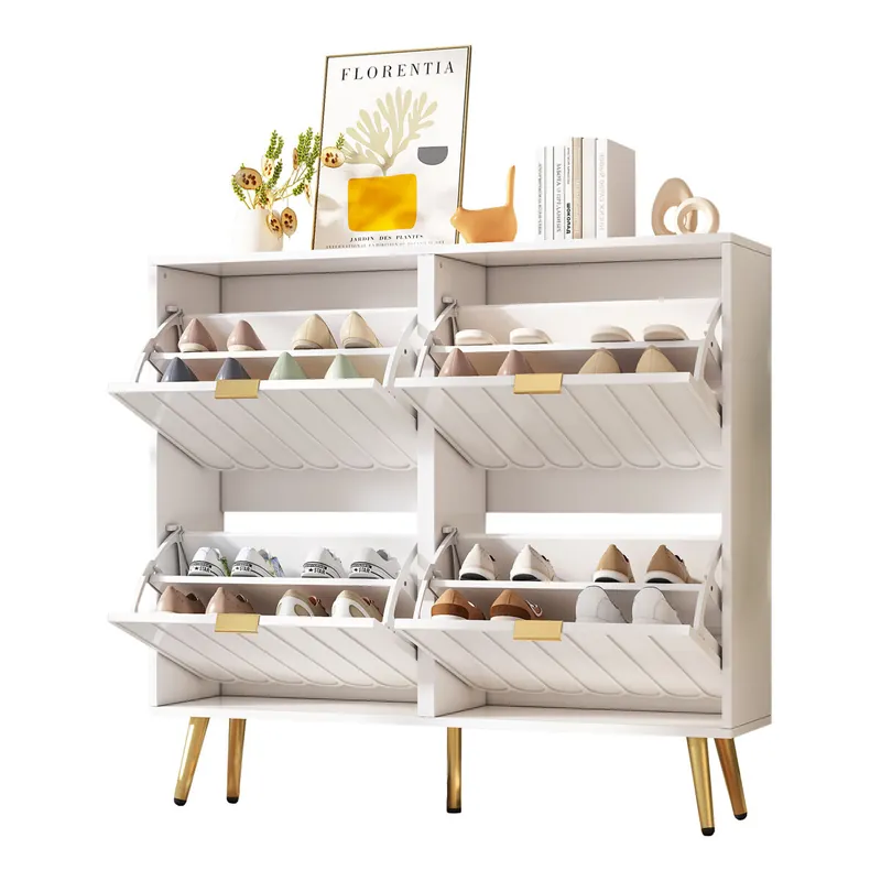 Zapatero de mdf con 4 trampones,blanco - Muebles