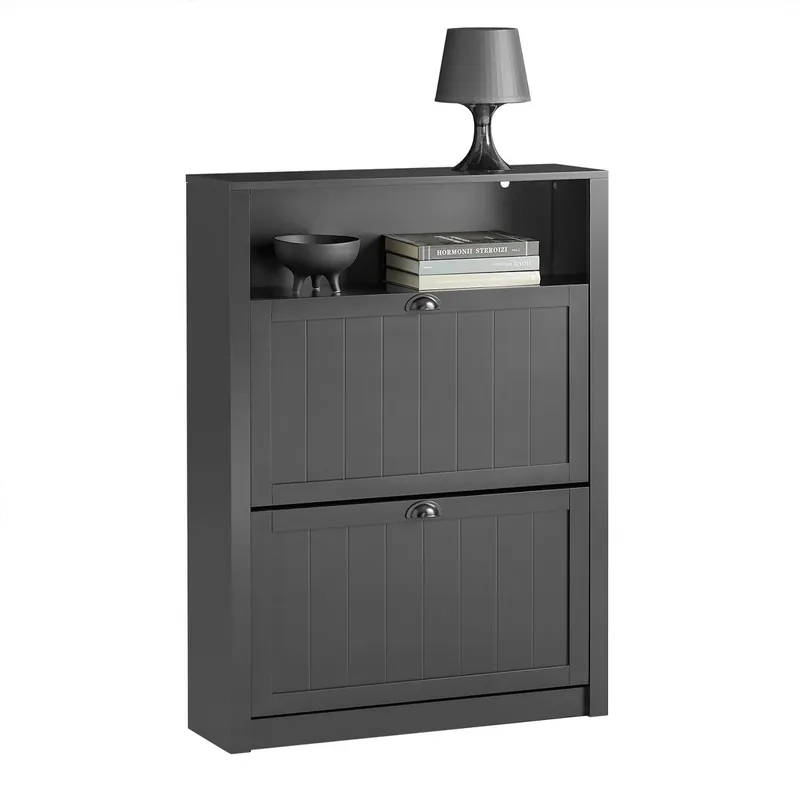 Zapatero Estrecho Organizador para Zapatos con 2 Puertas Abatibles 80 x 24 x 110 cm FSR87-SCH SoBuy