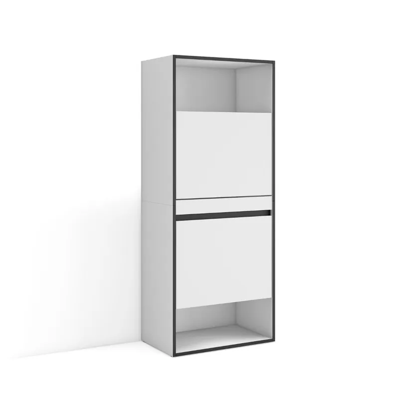 Zapatero Kroma 2 puertas abatibles 10 pares blanco 145x60x35 cm - Muebles