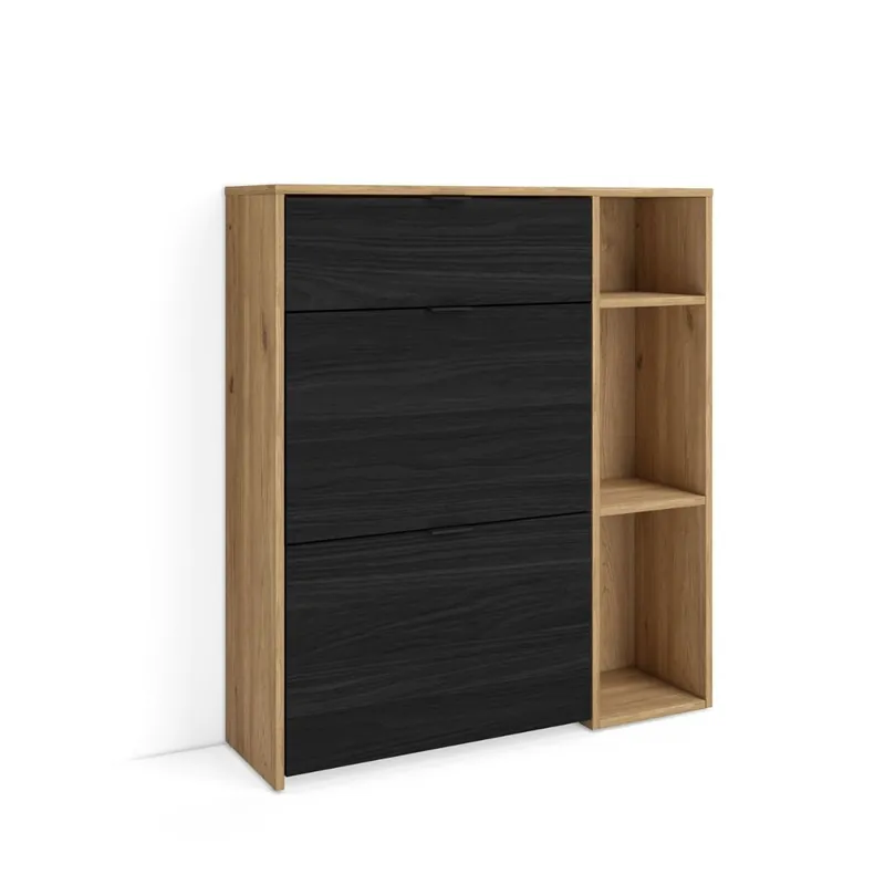 Zapatero Kroma 2 puertas + cajón + 3 estantes derecha blanco 101,5x90x26,6 cm - Muebles