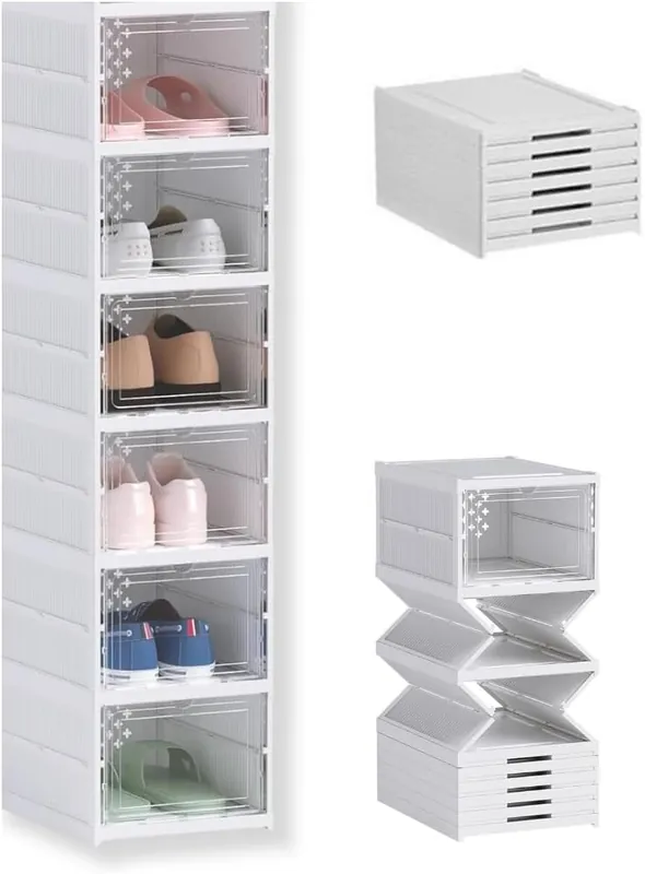 Zapatero plegable de plástico con 6 huecos - Muebles