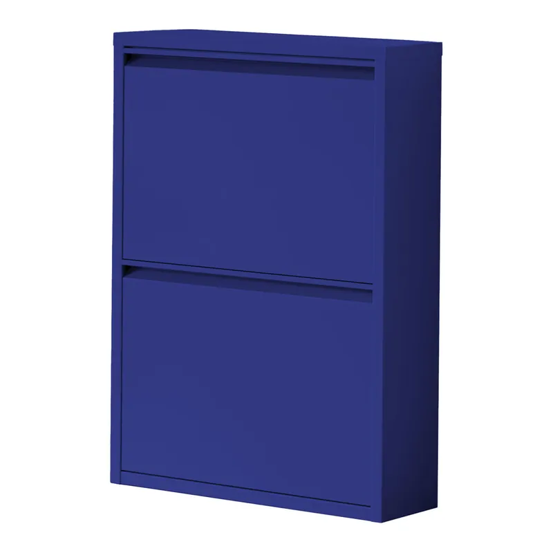 Zapatero Sokndal con 2 puertas 71x50x15 cm metal - Azul noche [en.casa]