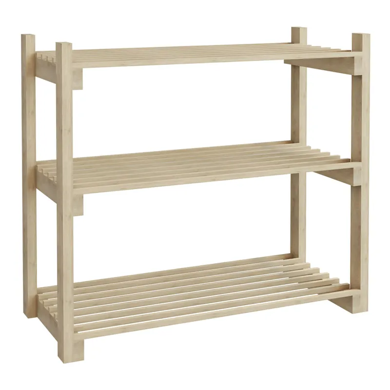 Zapatero Them de 3 niveles madera de pino 60 x 68 x 30 cm Natural [en.casa] - Muebles