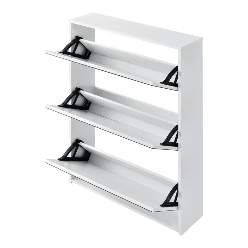 Zapatero Vogar con Espejo para 9 pares de zapatos aglomerado 103 x 63 x 17cm Blanco [en.casa] - Muebles
