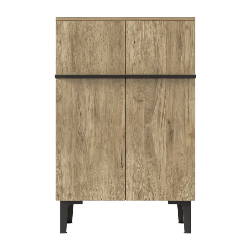 Zapatero 95x60x35 cm - Doble puerta, gran capacidad, estantes ajustables - Negro/Blanco
