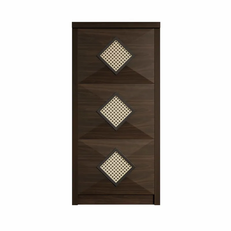 Zapatero 54x25x115 cm - 3 puertas abatibles, diseño rattan vintage - madera