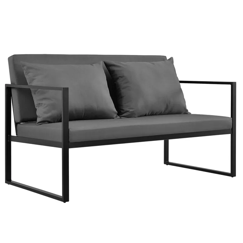[casa.pro] Sofá de jardín para exterior con cojín 70 x 114 x 60 cm - Blanco