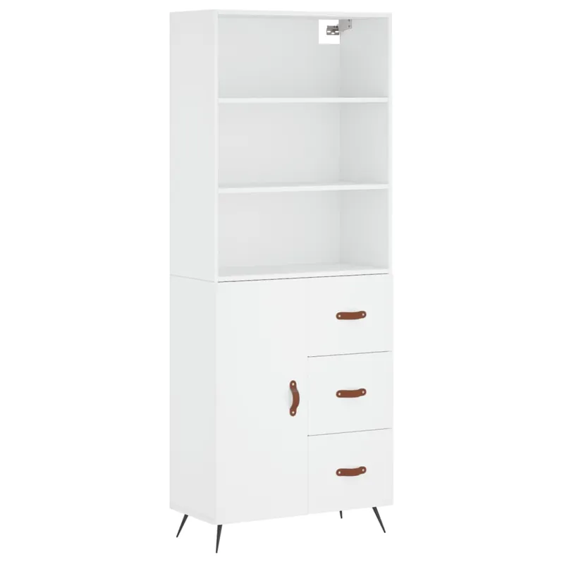 vidaXL Aparador alto madera contrachapada blanco 69,5x34x180 cm - Muebles
