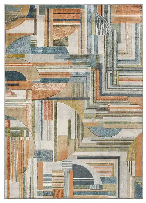 Alfombra abstracta de viscosa multicolor BLEIK, 160x230 cm - ATTICGO