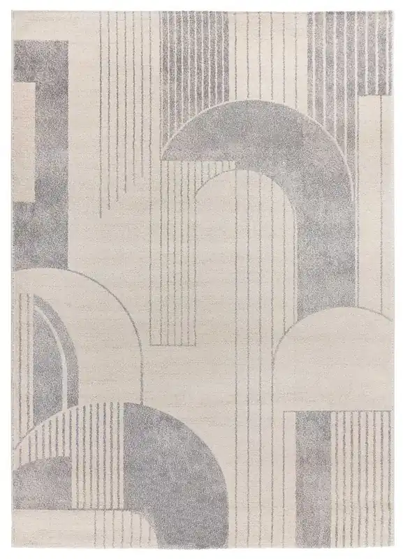 Alfombra de diseño geométrico plata PORTO, 80x150 cm - ATTICGO