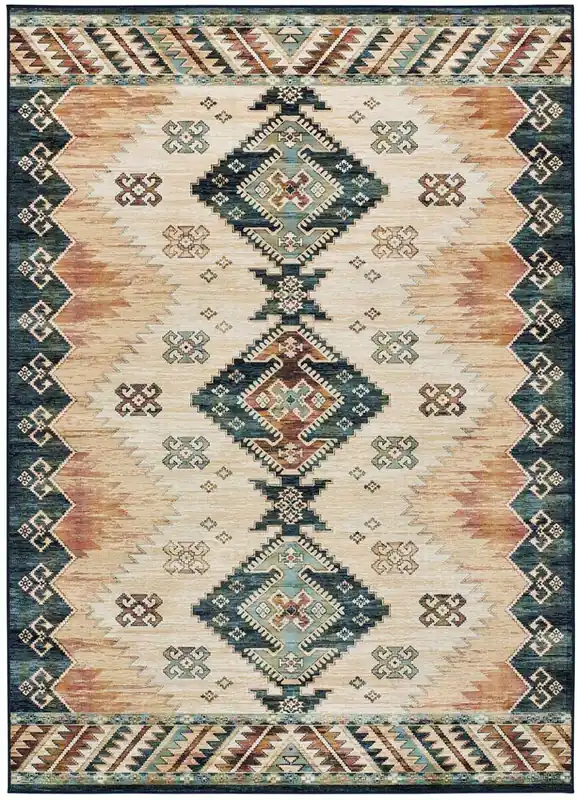 Alfombra de estilo étnico en viscosa multicolor ANTALIA, 135x195 cm - ATTICGO