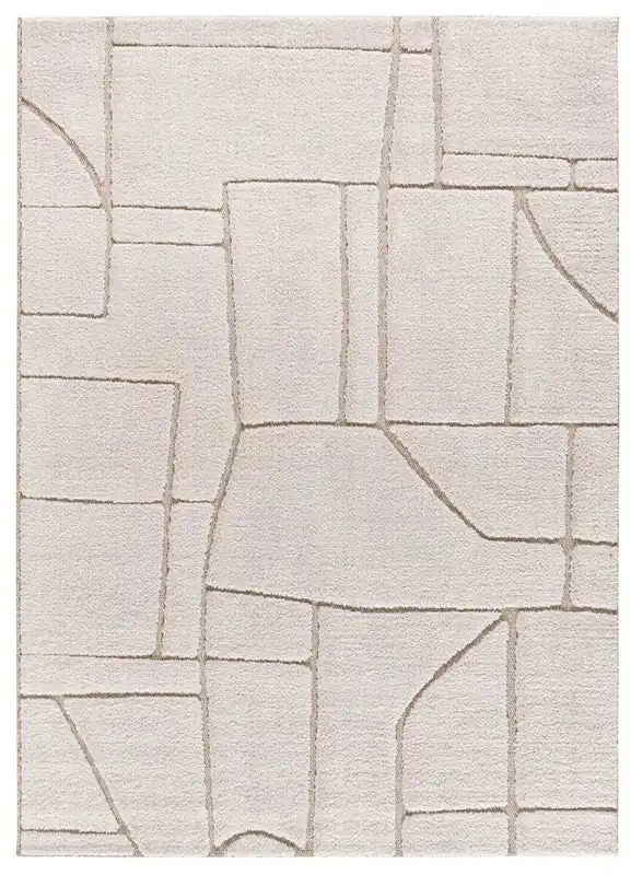 Alfombra diseño étnico en relieve en blanco DIENA, 120x170 cm - ATTICGO