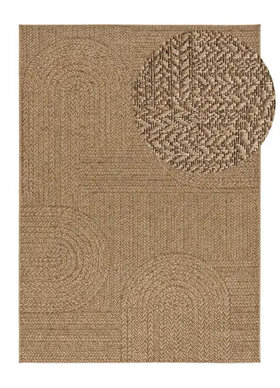 Alfombra exterior/interior geométrica efecto yute natural ACRA, 80x150 cm - ATTICGO