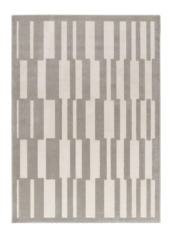 Alfombra geométrica con relieve gris / blanco BARESA, 160x230 cm - ATTICGO