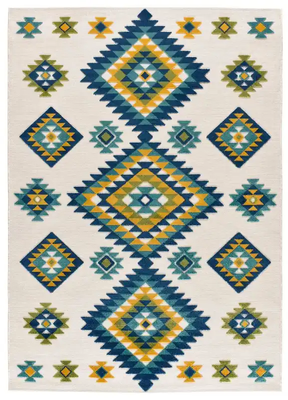 Alfombra étnica con relieve de interior/exterior MILA multicolor, 80x150 cm - ATTICGO