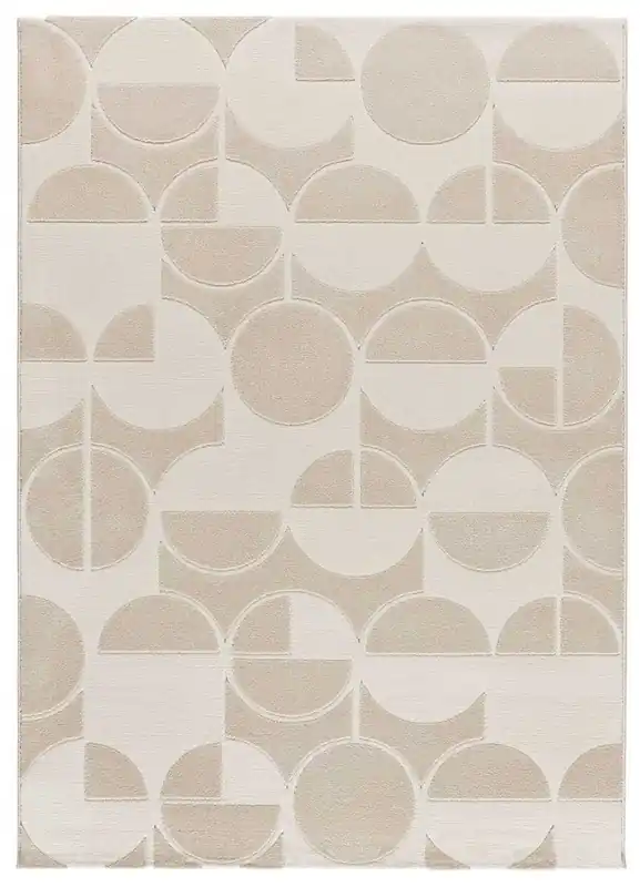 Alfombra geométrica con relieve blanco FLORA, 160x230 cm - ATTICGO