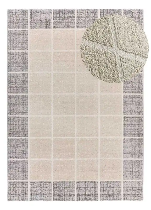 Alfombra geométrica con relieve blanco FLORA, 160x230 cm - ATTICGO