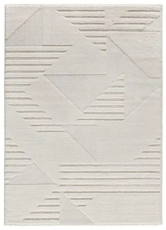 Alfombra geométrica con relieve en crema NUMA, 160x230 cm - ATTICGO