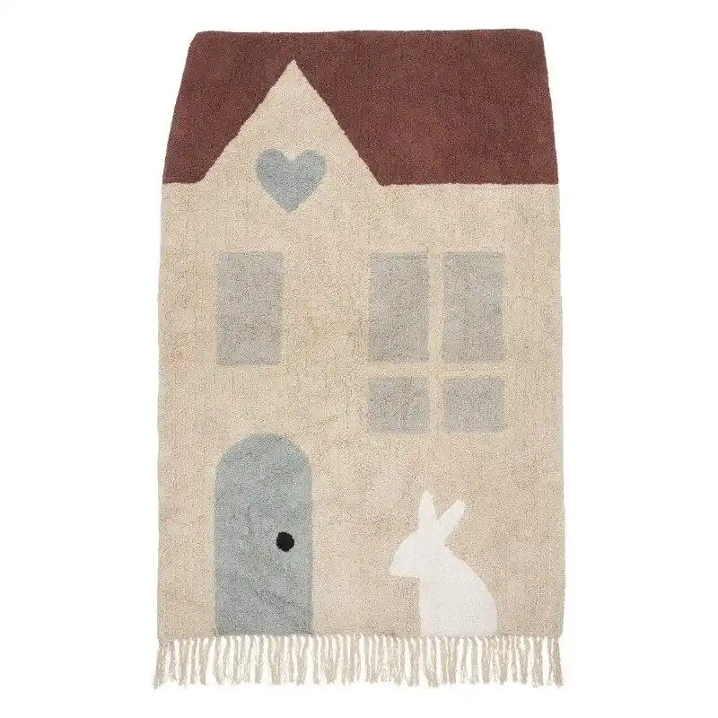 Alfombra infantil algodón beige 150x100cm - Textil