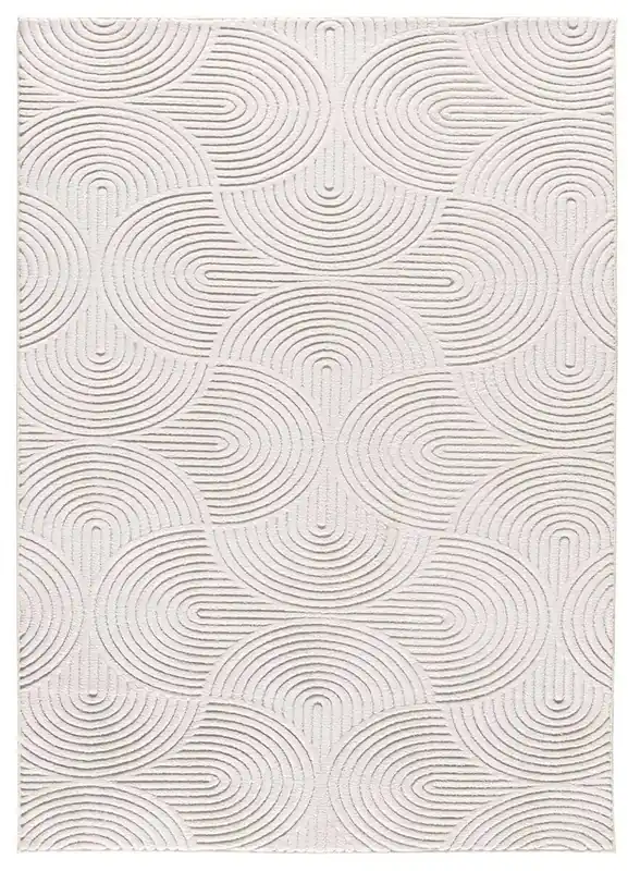 Alfombra lavable geométrica con relieve en crema ESTILO, 80x150 cm - ATTICGO