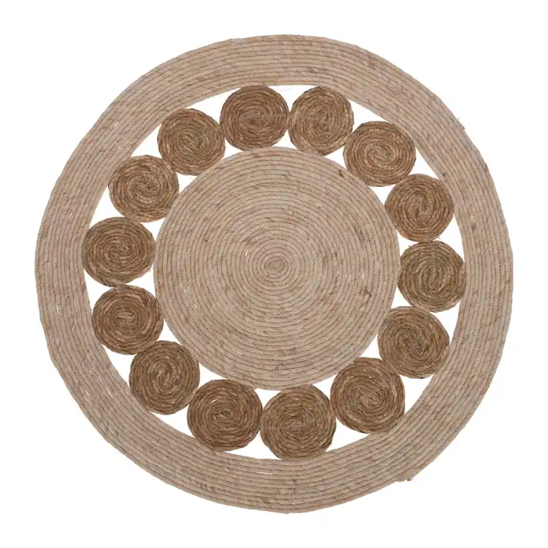 Alfombra redonda de hoja de espadaña y maíz - Textil