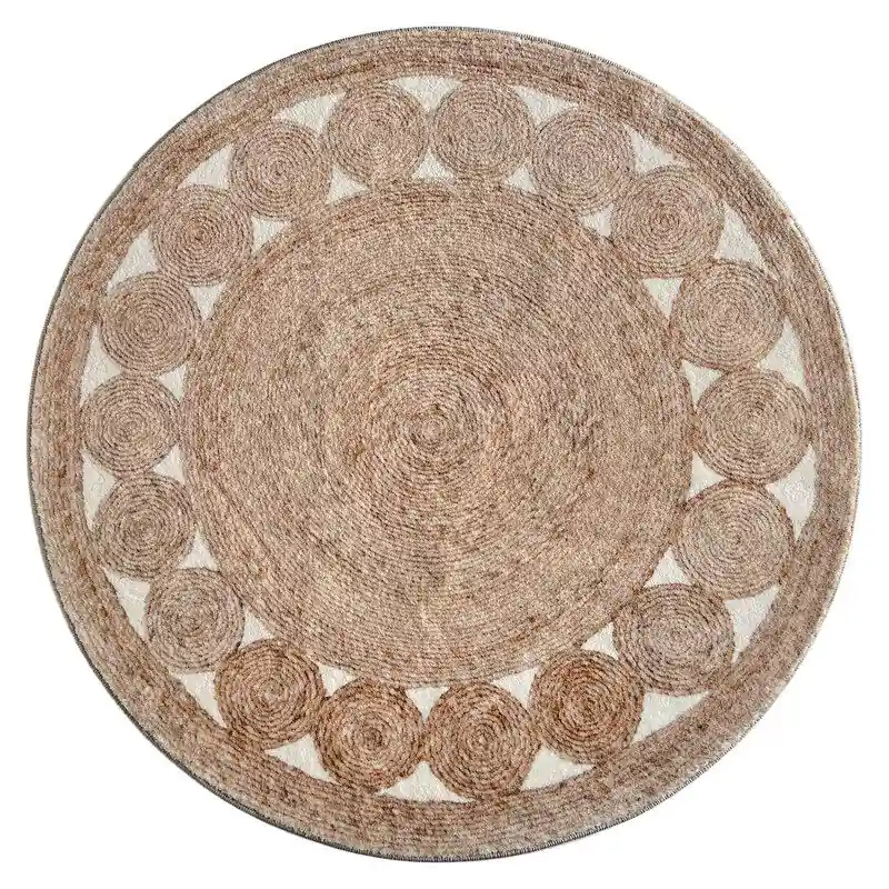 Alfombra redonda Ø 150 cm, beige - Textil
