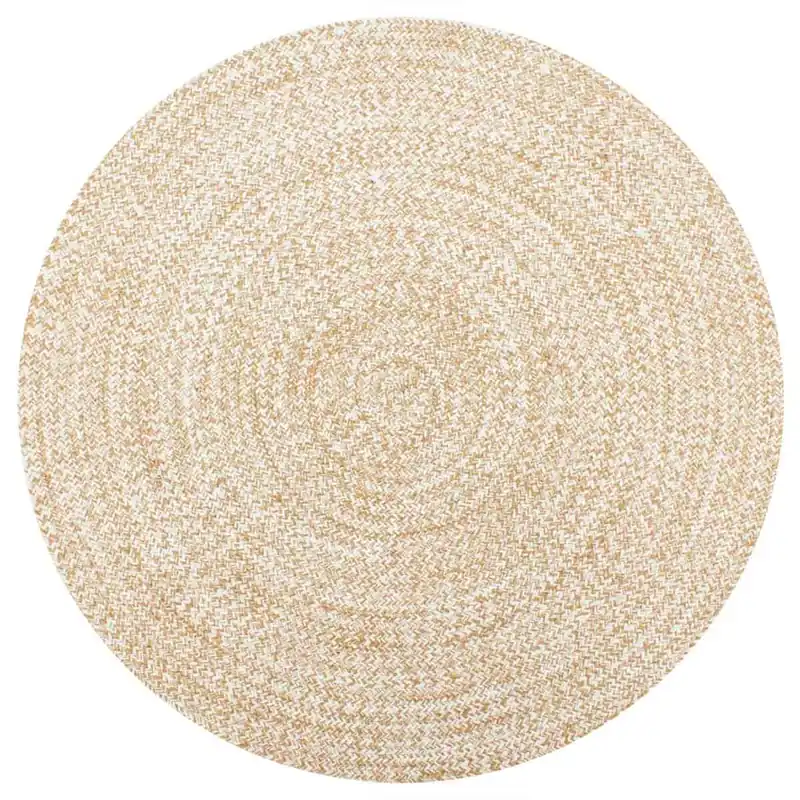 Alfombra redonda de yute blanco/natural Ø90cm - Textil