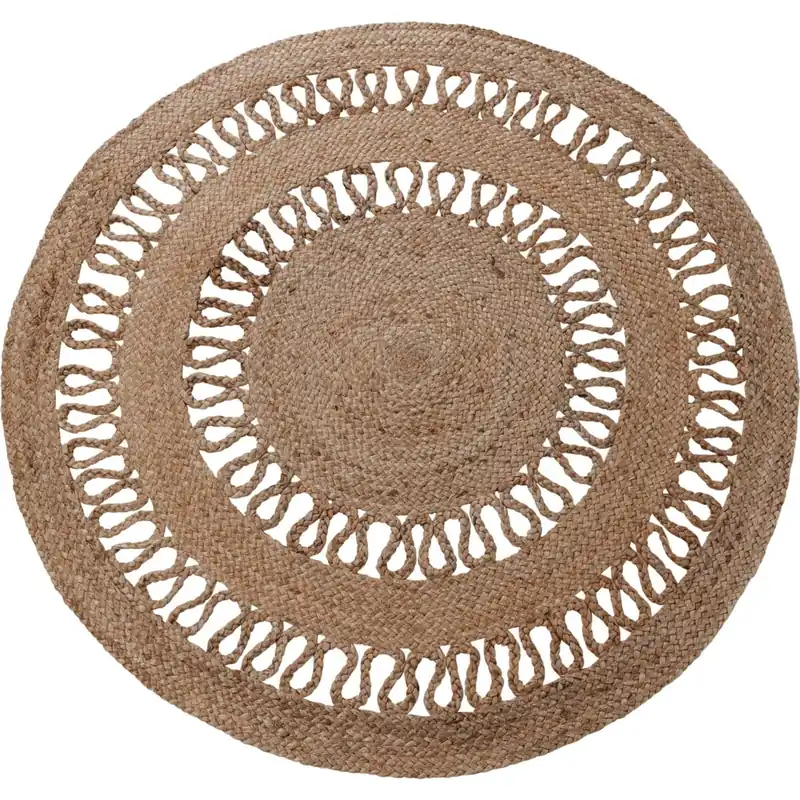Alfombra redonda Ø120cm de yute trenzado con diseño calado - Textil