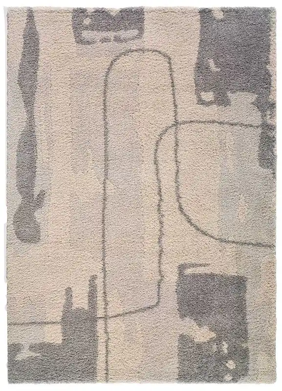 Alfombra shaggy abstracta plata HELIA, 133x190 cm - ATTICGO