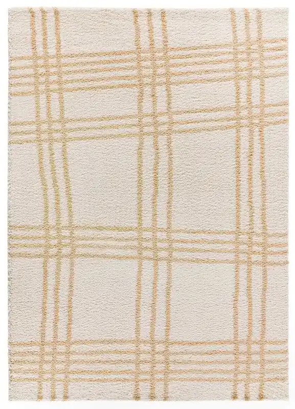 Alfombra shaggy de estilo nórdico beige HELIA, 60x120 cm - ATTICGO