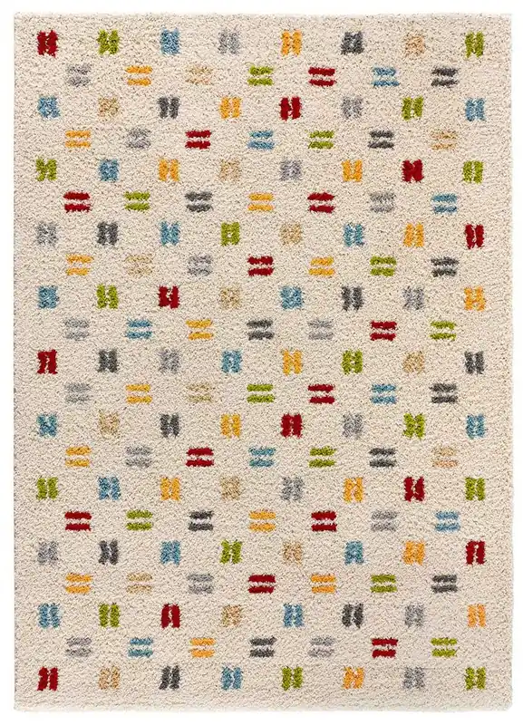 Alfombra shaggy geométrica multicolor BREMEN, 133x190 cm - ATTICGO