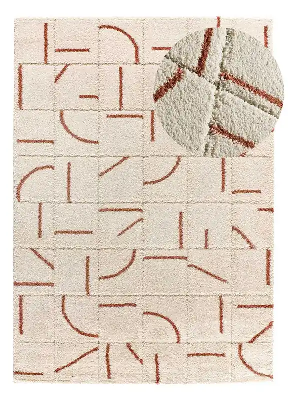 Alfombra shaggy geométrica con relieve caldera BRENDA, 133x190 cm - ATTICGO