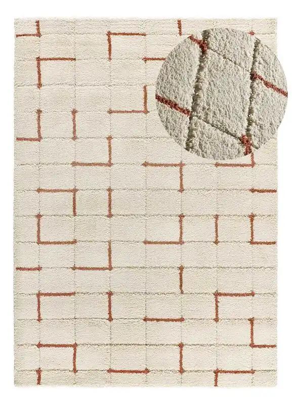 Alfombra shaggy geométrica con relieve caldera BRENDA, 60x120 cm - ATTICGO