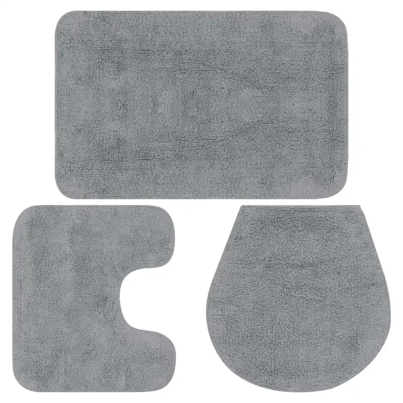 vidaXL Conjunto de alfombrillas de baño de tela 3 piezas blanco - Textil