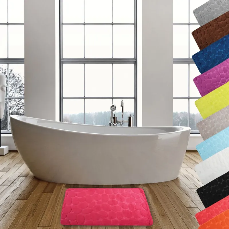 Alfombra De Bano De Espuma Piedras Lila 40X60 Cm - Textil