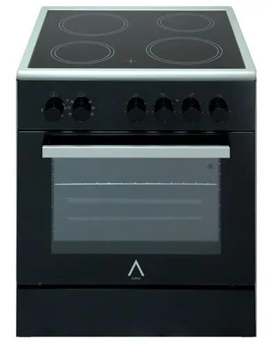 ALPHA Cocina Eléctrica VULCANO ZEUS ELITE PRO Cristal Negro, Vitrocerámica, Horno 8 Funciones, Cristal Extraíble, **Alta Gama** - Electrodomésticos