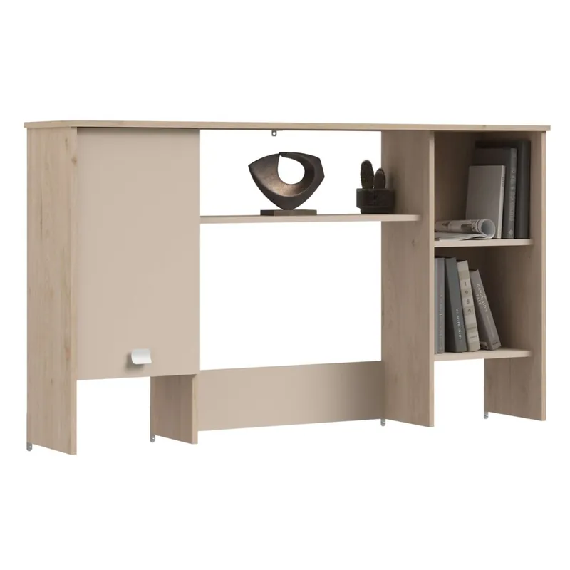 Altillo Estantería para Escritorio Anello 3 Estantes Armario 1 puerta Roble Jackson y Cashmere 138x78x28 cm - Muebles