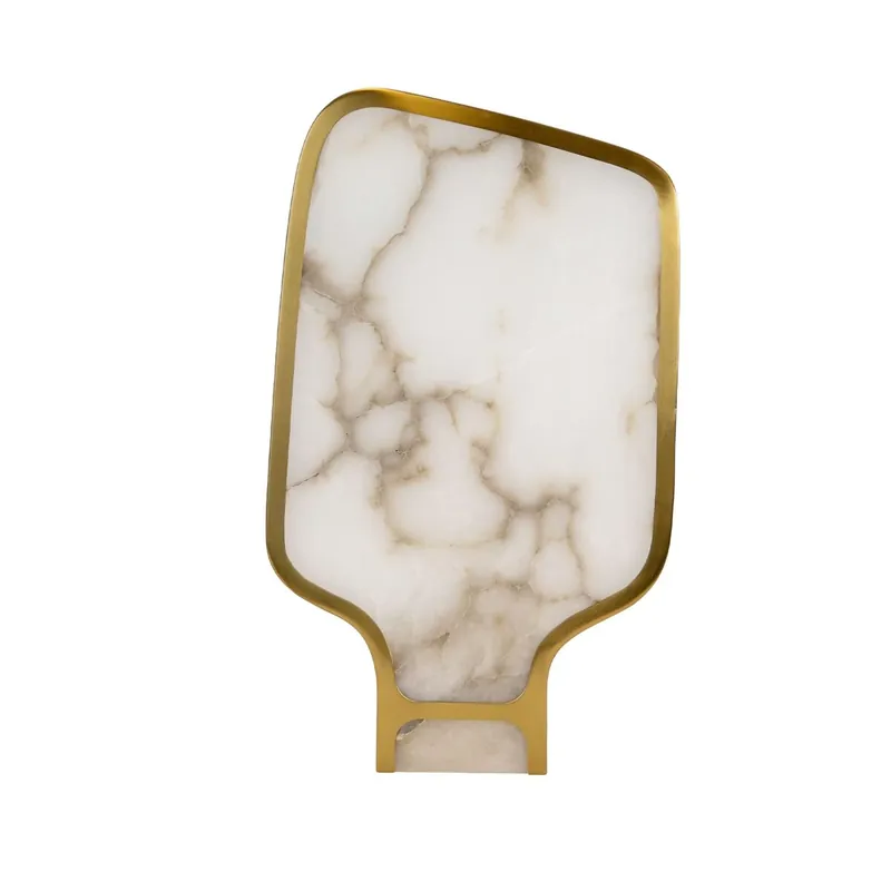 THE LUMINE Lámpara sobremesa piedra Alabastro y acero pulido - Decoración
