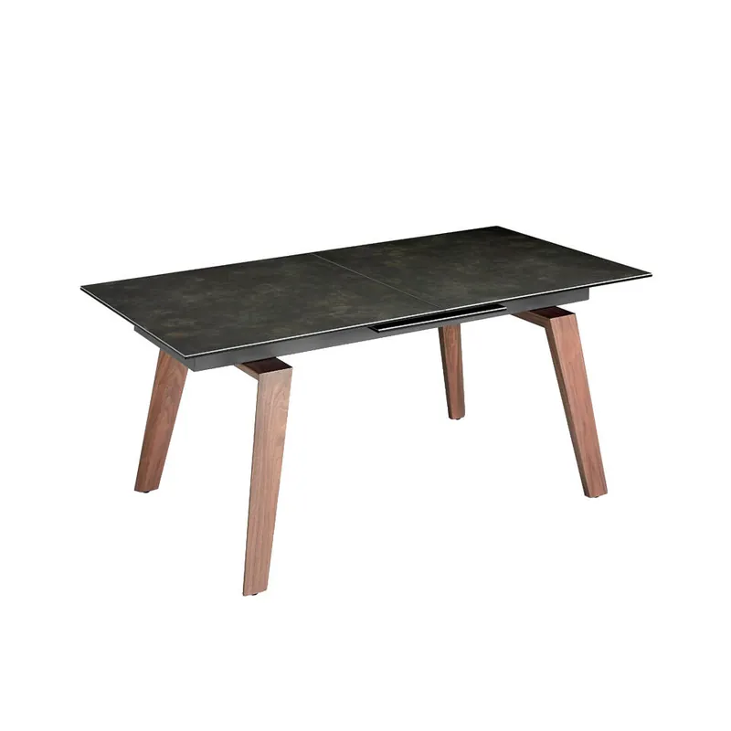 ANGEL CERDA Mesa comedor extensible rectangular mármol porcelánico y nogal - Muebles