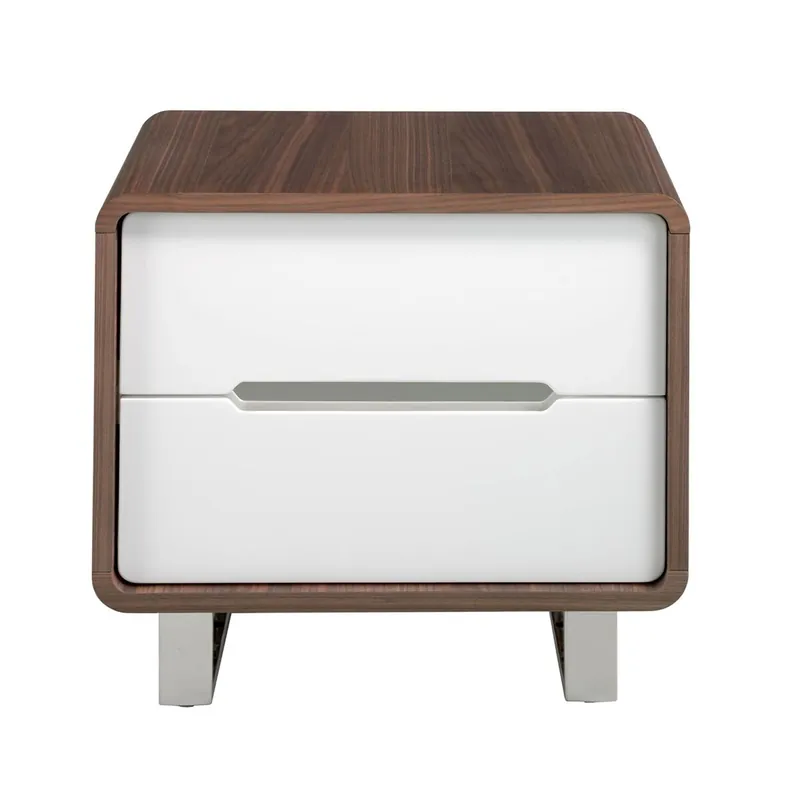 ANGEL CERDA Mesita noche madera nogal y acero - Muebles