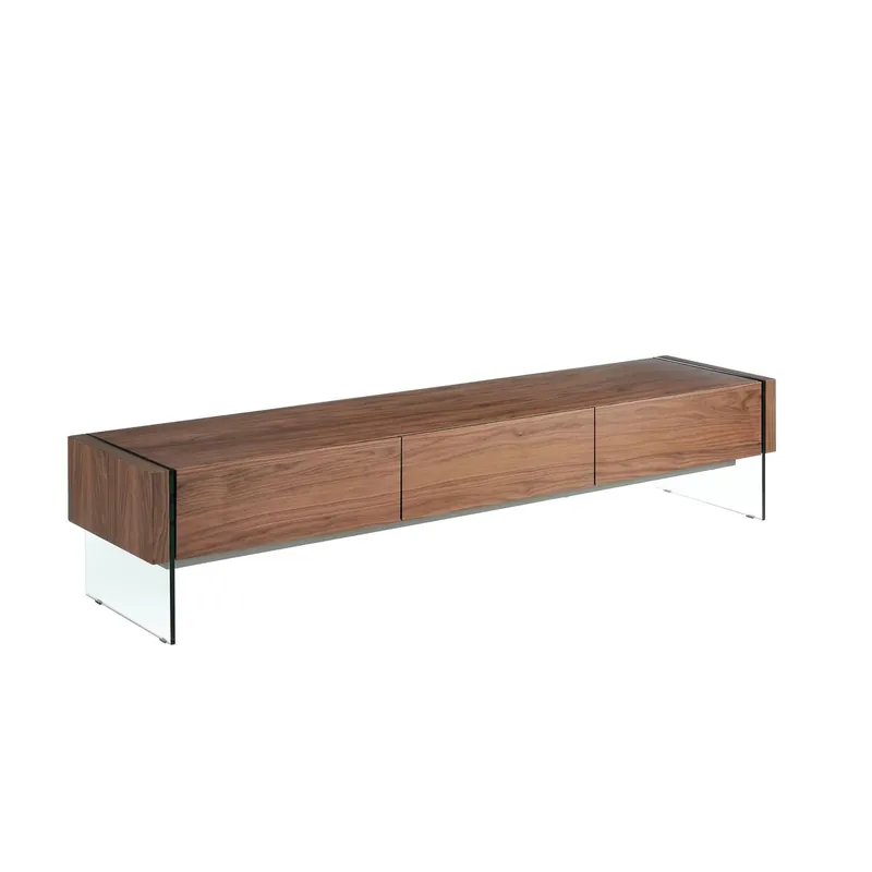 ANGEL CERDA Mueble TV nogal y cristal templado - Muebles