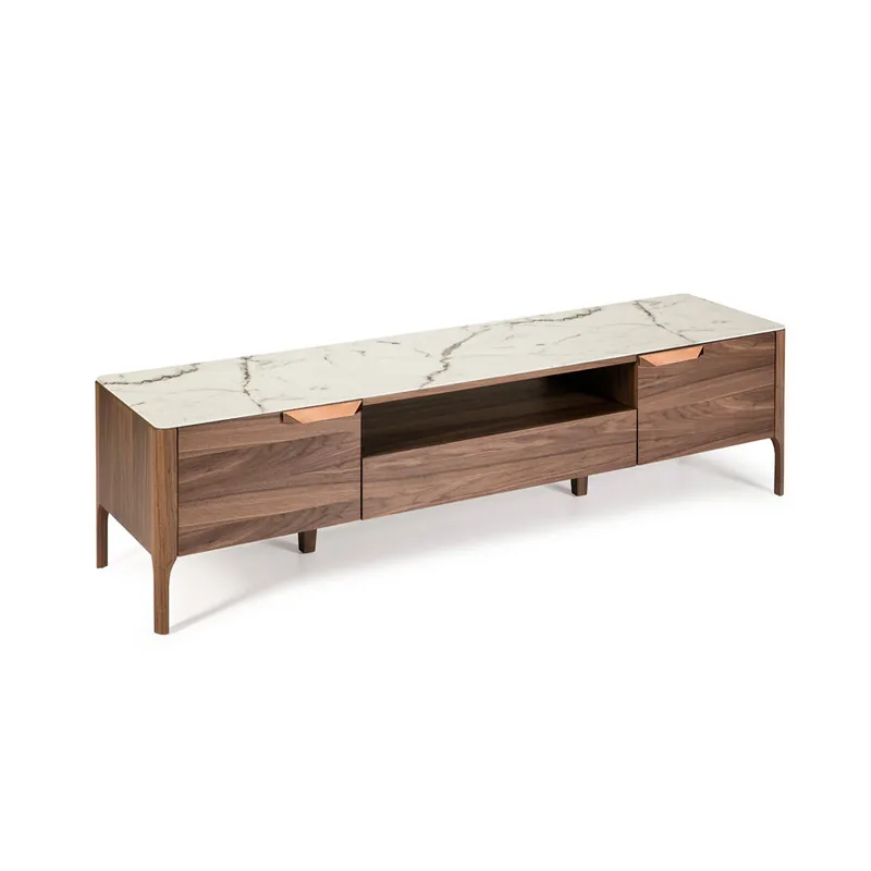 ANGEL CERDA Mueble TV nogal tapa mármol - Muebles