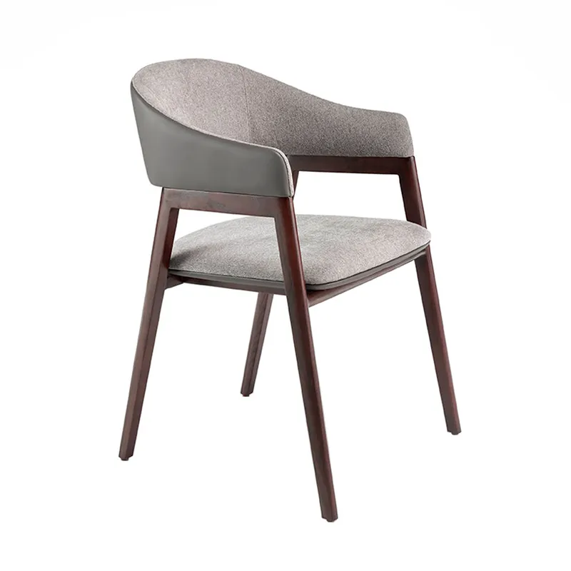 ANGEL CERDA Silla tela gris y polipiel visón oscuro - Muebles