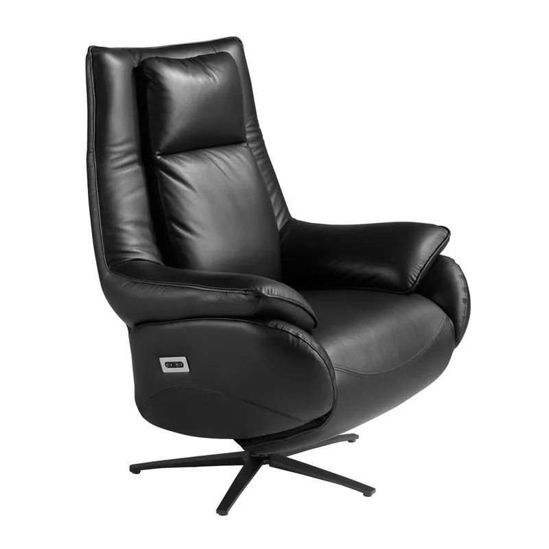 ANGEL CERDA Sillón relax giratorio piel negro - Sofás sillones puffs