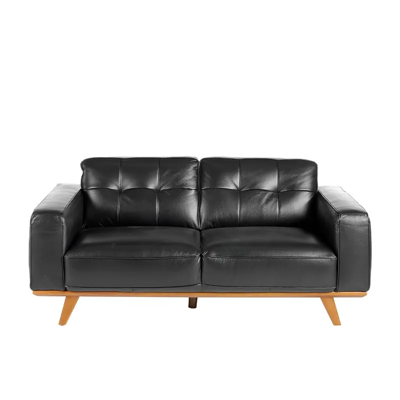 ANGEL CERDA Sofá 2 plazas tapizado piel vacuno negro - Sofás sillones puffs