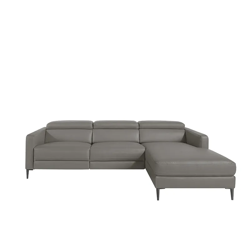 ANGEL CERDA Sofá chaise longue derecha en piel con relax Gris Oscuro - Sofás sillones puffs